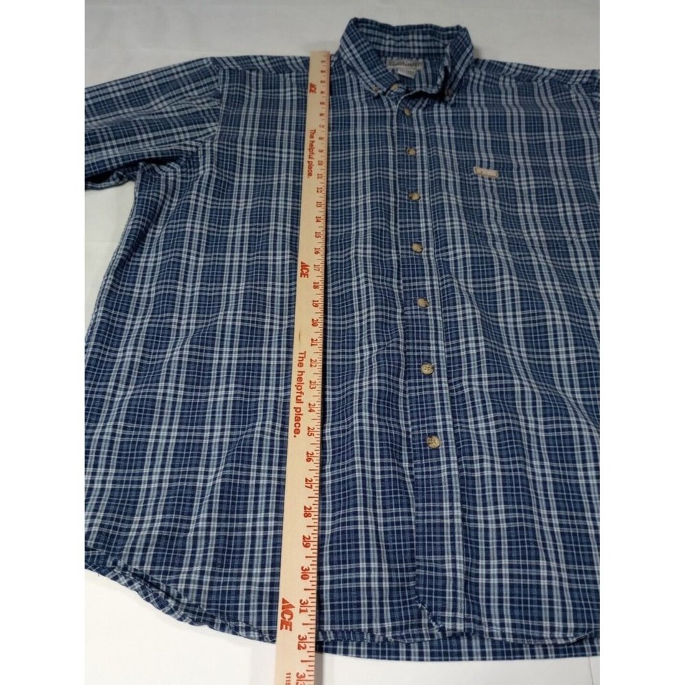 Carhartt S94 Rugged Cotton Long Sleeve Blue Plaid Work Shirt Men's Size XL Tall - Picture 5 of 9
